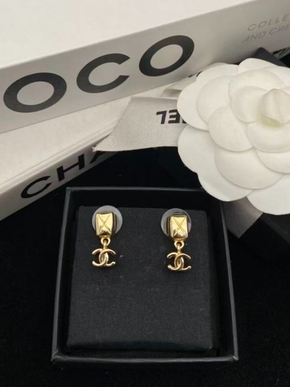 Chanel Iconic Matelassé Studs with Interlocking CC Drop